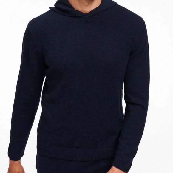 Navy Recycled Cashmere Hoodie for Men from Naadam - Picture 1 of 10